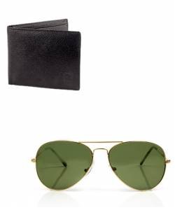 Fidato Leather wallet + golden aviator